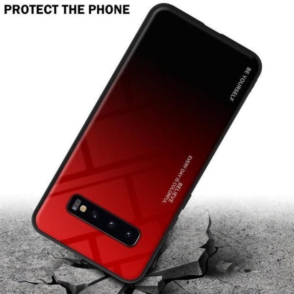 Fodral till Samsung Galaxy S10 4G skal i RÖD - SVART Fodral skydd Skydd tvåfärgad TPU