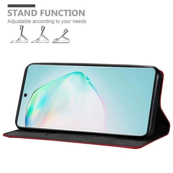 Coque - CADORABO - Samsung Galaxy A91 - Syntetiskt läder - Röd - Osynlig magnetisk stängning Röd