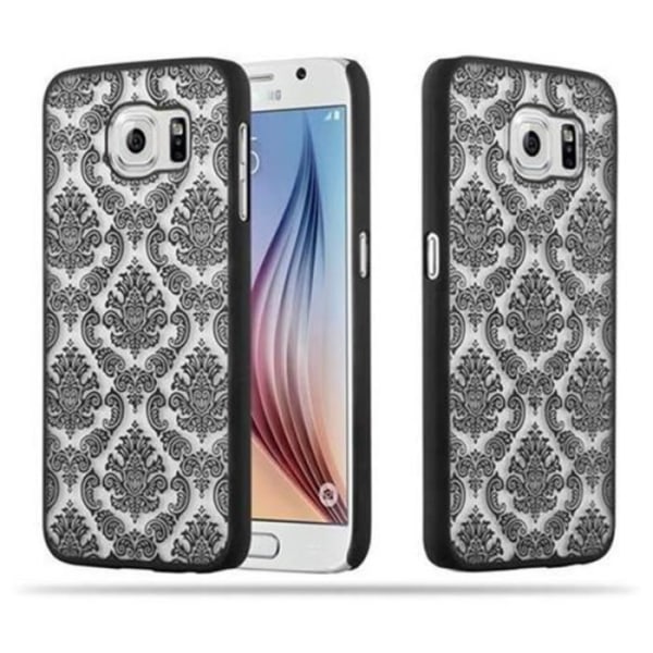 Cadorabo fodral till Samsung Galaxy S6 (NICHT für EDGE) - i svart - Henna blommor paisley design - Hårt skal