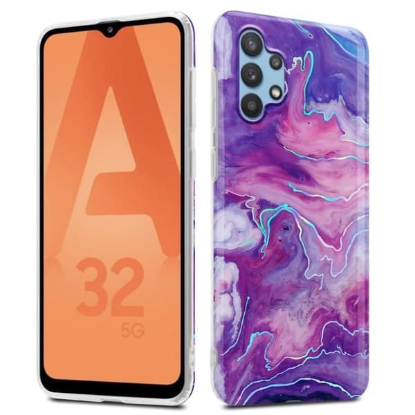 Skyddsfodral för Samsung Galaxy A32 5G i Lila Marmor Nr. 19 Violett