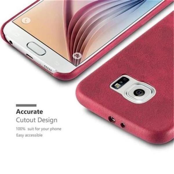 Samsung Galaxy S6 Fodral < (INTE EDGE) Hårt fodral i konstläder – Bumper Fodral Fodral i RÖD-VINTAGE