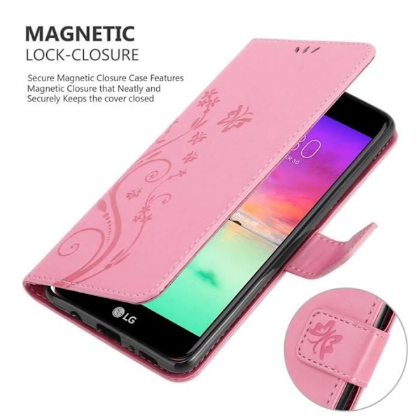 Cadorabo Fodral för LG K10 2018 / K11 / K11 PLUS i PINK BLOMMA Cover Protection Floral ROSENFLORTLAR