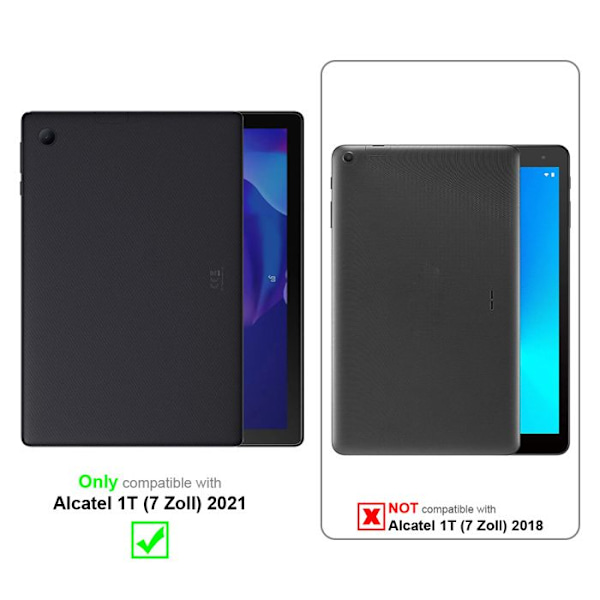 Fodral för Alcatel 1T (7 tum) 2021 Etui i RÖD Hölje Skydd 360 grader konstläder Plånbok Wallet Röd