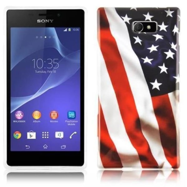 Cadorabo - Hard Shell Case > Sony Xperia M2 < – Fodral Cover Bumper Design: USA FLAG