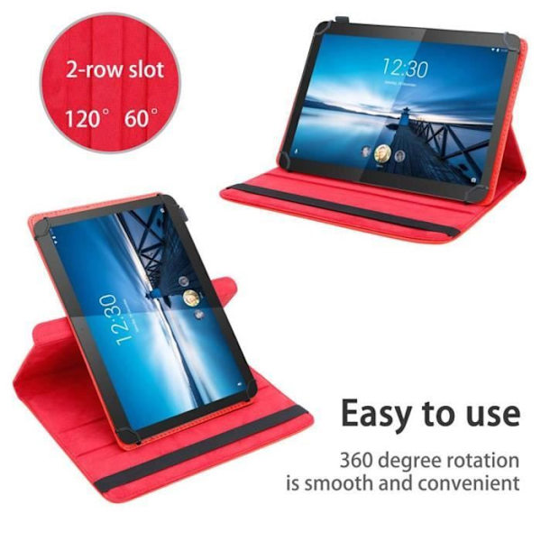 Tablettfodral - CADORABO - Lenovo Tab 4 10 - Röd - Imiterat läder - 360° skydd Röd