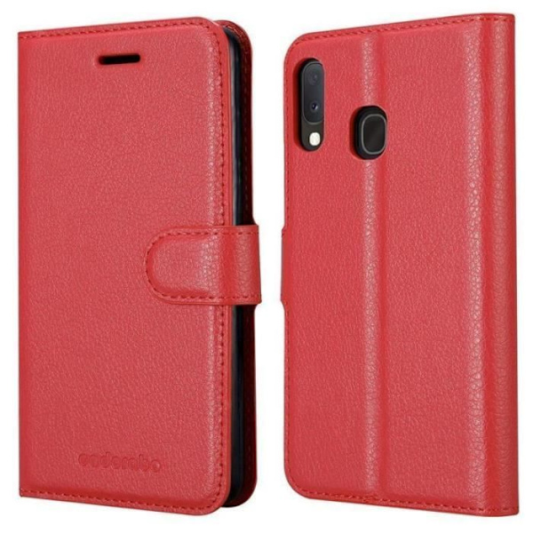 Fodral till Samsung Galaxy A40 - CADORABO - Röd - Imiterat läder - Magnetisk stängning - Horisontellt stöd Röd