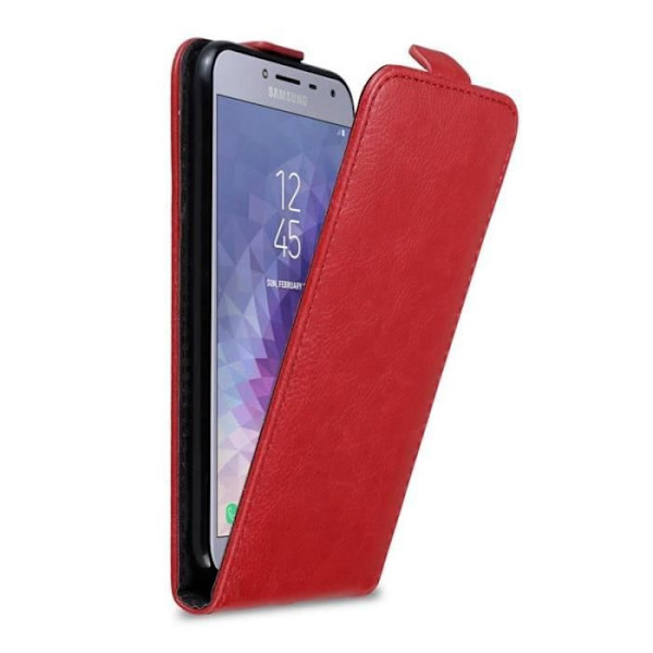 Coque - CADORABO - Samsung Galaxy J4 2018 - Röd - Syntetiskt läder - Magnetstängning Röd