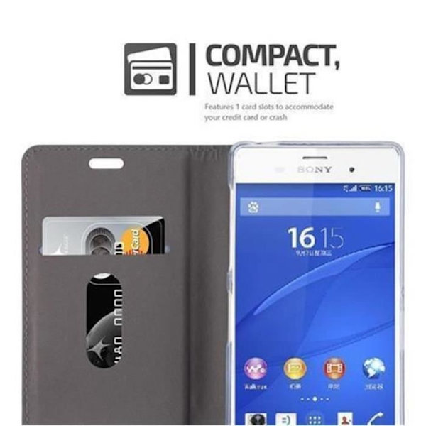 Sony Xperia Z3 Fodral i SVART GRÅ från Cadorabo (TYG-LEATHERETTE Design) Fullt skyddsfodral med flipskydd och stativ