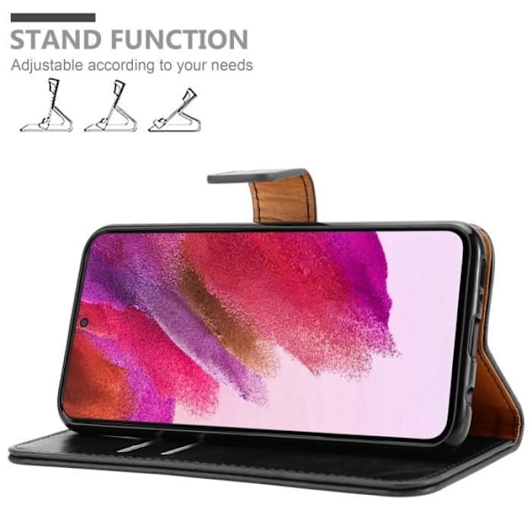 Coque - CADORABO - Samsung Galaxy S22 PLUS - Svart av obsidian - Syntetläder - Ställfunktion Kolsvart