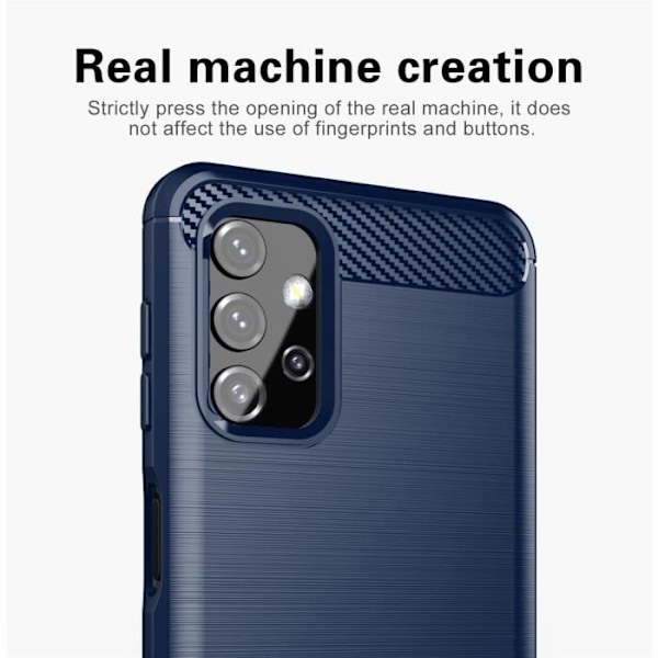 Skyddsfodral - CADORABO - Samsung Galaxy A32 5G - Flexibel TPU - Kolfiberdesign - Borstat rostfritt stål Blå
