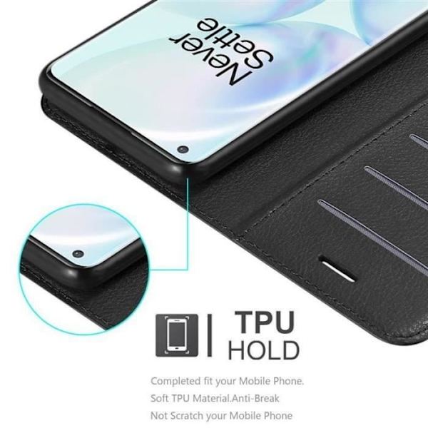 Fodral - CADORABO - Oneplus 8 Pro - Läderimitation - Stativfunktion - 3 kortfack Svart