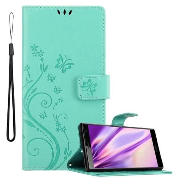Fodral till Sony Xperia XZ2 - CADORABO - Blommönster - Imiterat läder - Stativfunktion - 3 kortplatser Grön