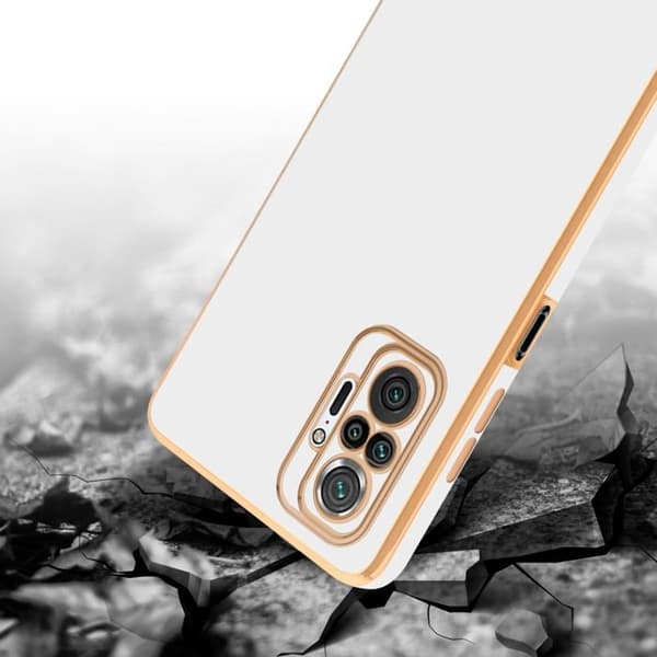 Fodral för Xiaomi RedMi NOTE 10 PRO Glansig Vit - Guld med skydd för kamera Vit