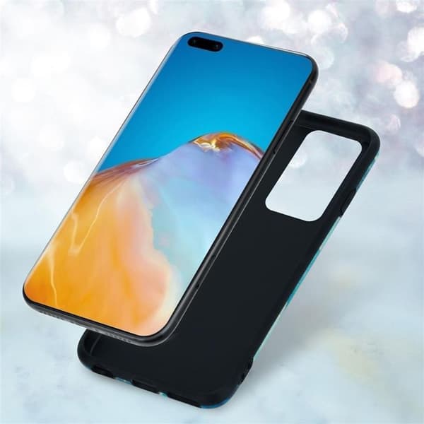 Mobilskal för Huawei P40 i Blå Marmor Våg Nr. 13 Skyddsetui Blå