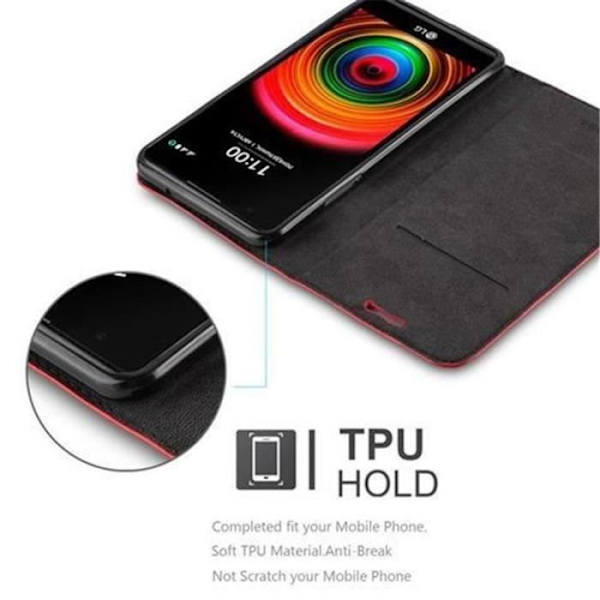LG X POWER Fodral i APPLE RED från Cadorabo (INVISIBLE MAGNETIC CLOSURE Design) Helt skyddsfodral med flip flik