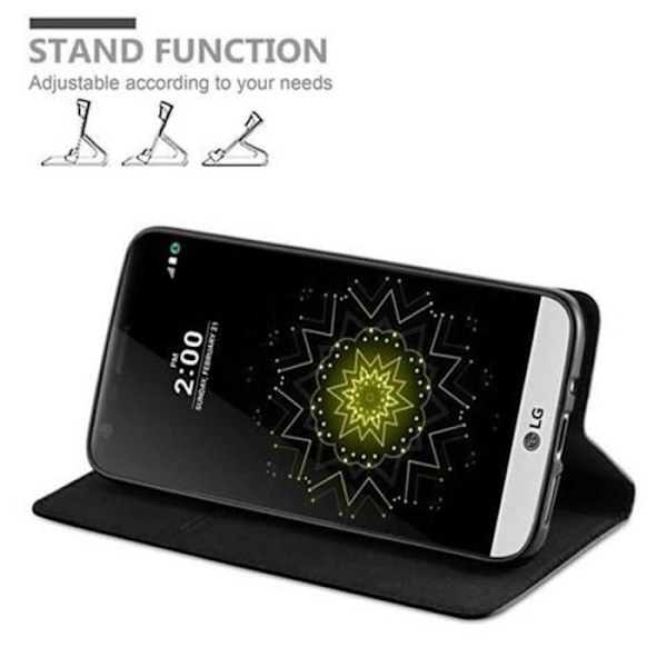 Cadorabo LG G5 Fodral NATTSVART Osynlig magnetisk STÄNGNING Fodral Fodral stöder stativ och kortplats