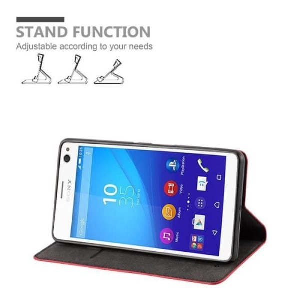 Sony Xperia C4-fodral i APPLE RED från Cadorabo (INVISIBLE MAGNETIC CLOSURE Design) Helt skyddsfodral med flipskydd