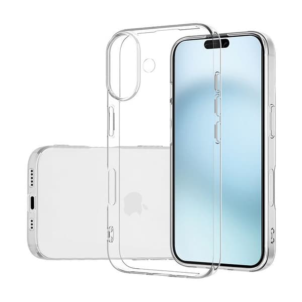 Transparent stötsäker silikonfodral för iPhone 16 PLUS Vit