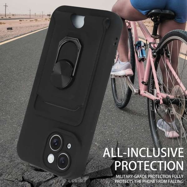 Skyddsfodral för iPhone 15 PLUS med justerbar axelrem Svart