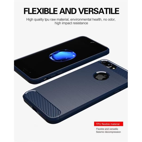 Skal för iPhone 7 PLUS / 7S PLUS BORSTAD BLÅ Kolfiberdesign Blå