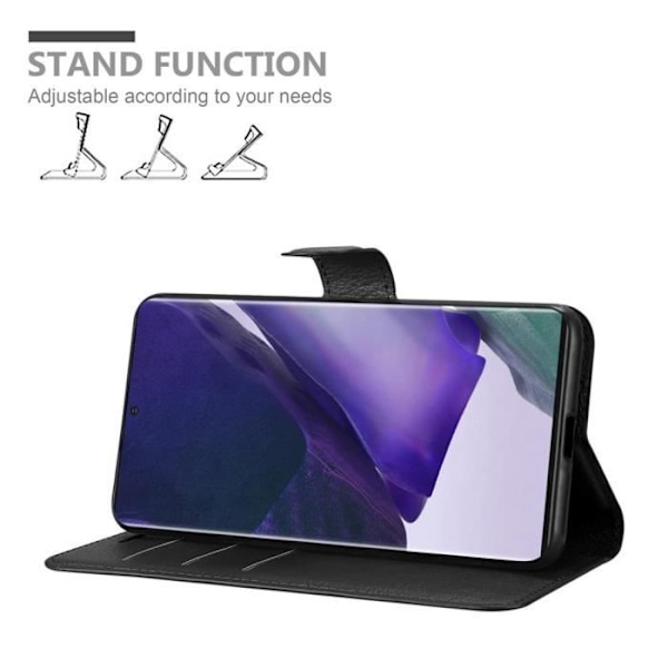 Cadorabo Fodral för Samsung Galaxy NOTE 20 PLUS i JET BLACK Skyddsfodral Magnetstängning Stativfunktion Kolsvart
