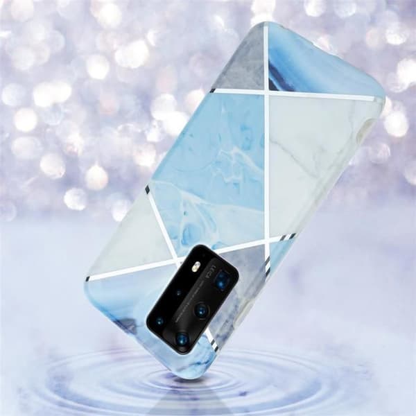 Skyddsfodral för Huawei P40 PRO / P40 PRO+ i Marmor Grå Vit Blå Nr. 2 Blå