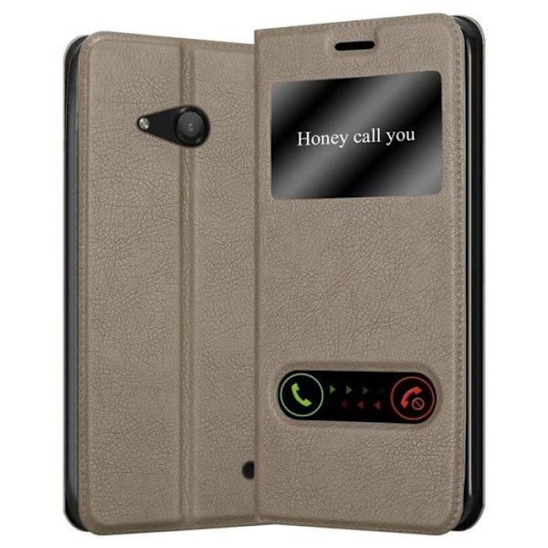 Fodral till Nokia Lumia 550 - CADORABO - Brun - Läderimitation - Magnetisk stängning - Dubbelfönster kastanj