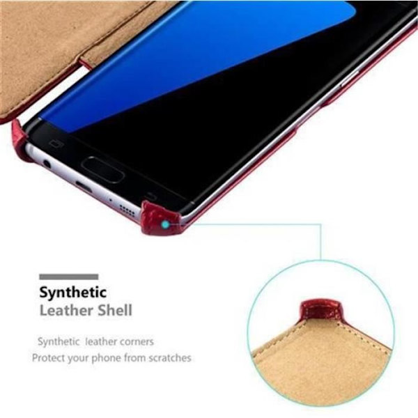 Cadorabo Samsung Galaxy S7 EDGE Fodral skal stöder stativ och hörnfäste UTAN magnetlås RED-PASSION