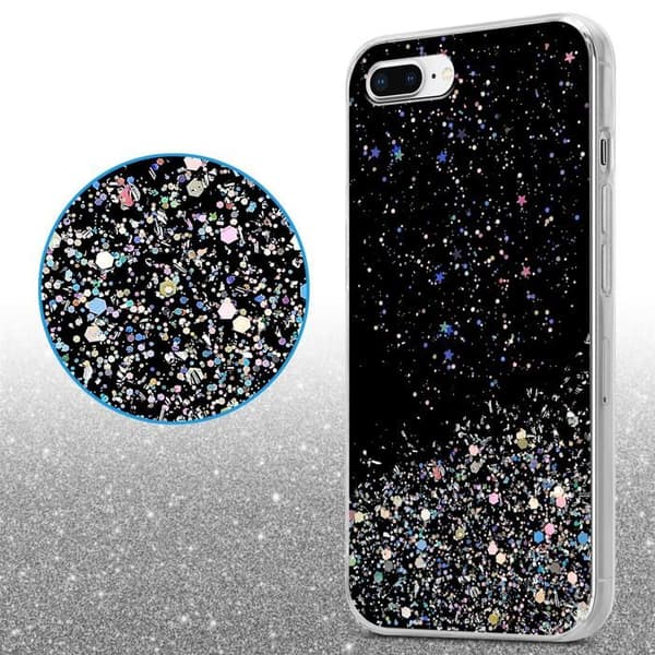 iPhone 7 PLUS / 7S PLUS / 8 PLUS Skal Svart med Glitter Skydd Design Glittrande Svart