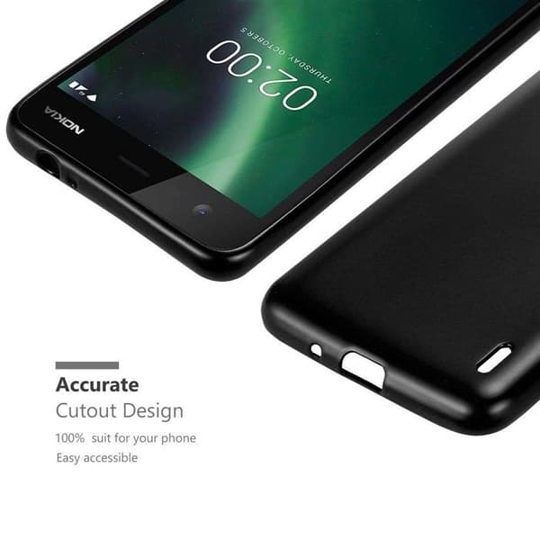 Skyddsskal för Nokia 2 2017 Skyddsskal i MATTSVART METALLIC-design Svart