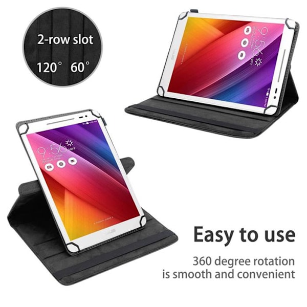 Coque för Asus ZenPad 8.0 (8.0 tum) Etui i SVART Hållare Fodral Skydd 360 grader konstläder Plånbok Svart