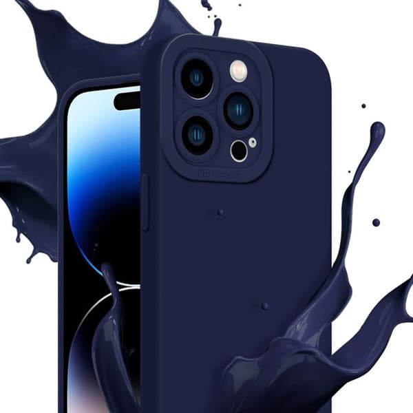 Skyddsfodral för iPhone 14 PRO MAX i MÖRKBLA FLYTANDE Antichock Blå