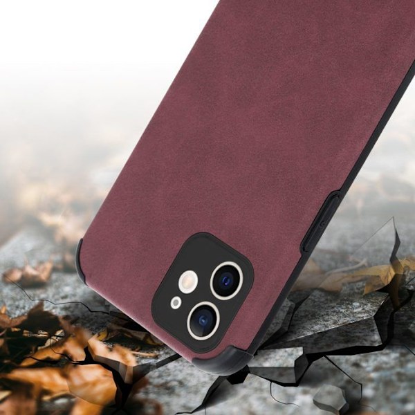 Fodral för Apple iPhone 12 Etui i Burgunder Lila Hölje Cover Case i Elegant Silikon TPU Syntetläder Lila