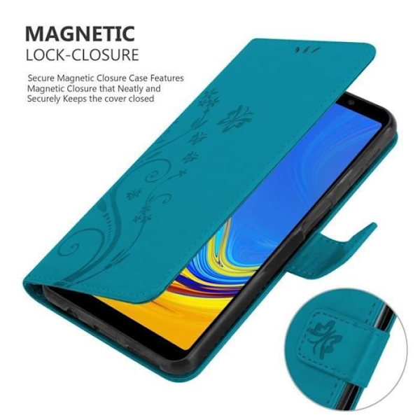 Cadorabo fodral för Samsung Galaxy A7 2018 - i blått - Skydd i blomdesign med magnetlås Blå