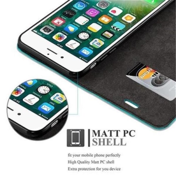Cadorabo Fodral Apple iPhone 8 PLUS/7 PLUS TURKOS Osynlig MAGNETISK STÄNGNING Fodral Fodral Stöder Stand Card Slot