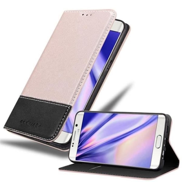 Plånboksfodral - CADORABO - Galaxy S6 EDGE PLUS - Läderimitation - Magnetisk stängning - Tvåfärgad design Svart