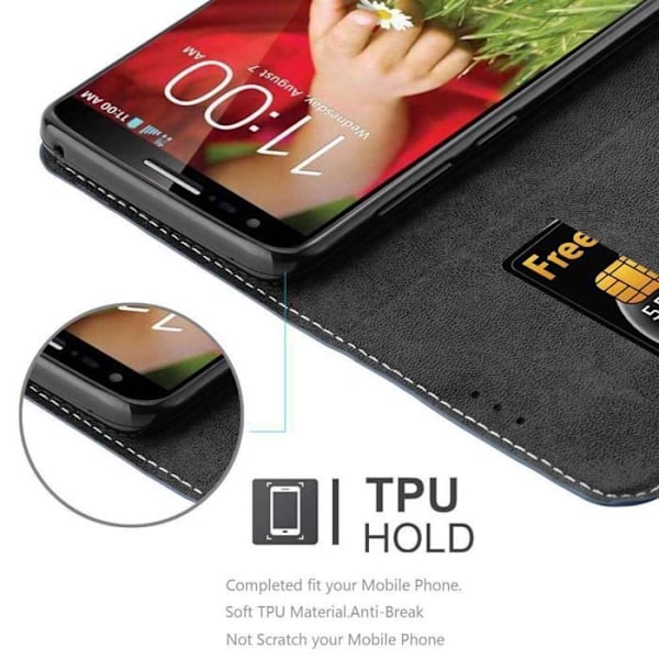 Coque - CADORABO - LG G2 - Bicolor konstläder - Magnetstängning - Ställfunktion BLÅ BRUN