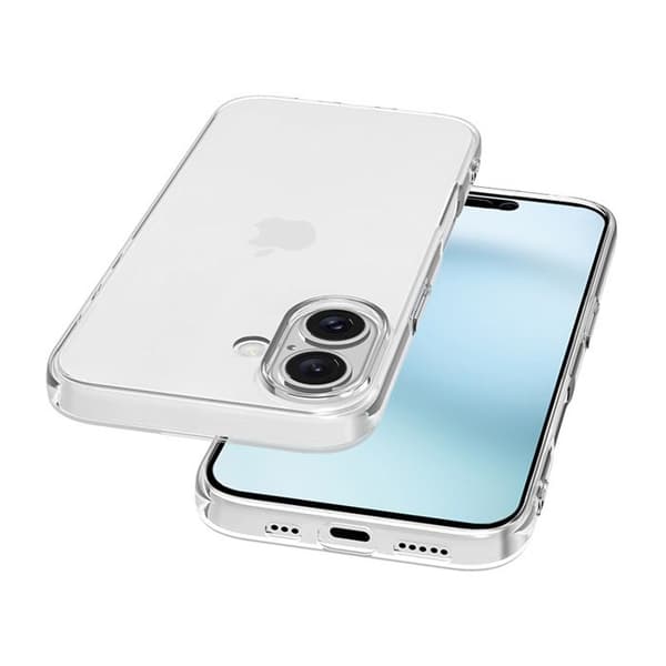 Transparent stötsäker silikonfodral för iPhone 16 Vit