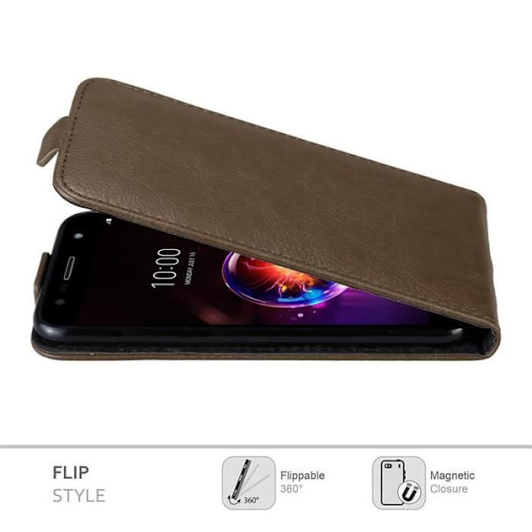 Coque - CADORABO - LG X POWER 3 - Syntetiskt läder - Brun - Magnetstängning kastanj