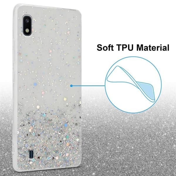 Transparent skal för Samsung Galaxy A10 / M10 med glitter, skyddande design med glittrande effekt Vit