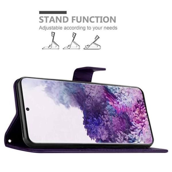 Coque - CADORABO - Samsung Galaxy S20 PLUS - Blommig - Similskinn - Magnetstängning Mörk lila