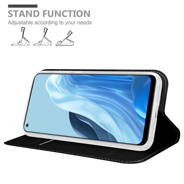 Coque för Oppo FIND X5 LITE / Reno7 5G Etui i CLASSY SVART Hölster Fodral Skydd med magnetiskt stängning Plånbok Wallet Svart
