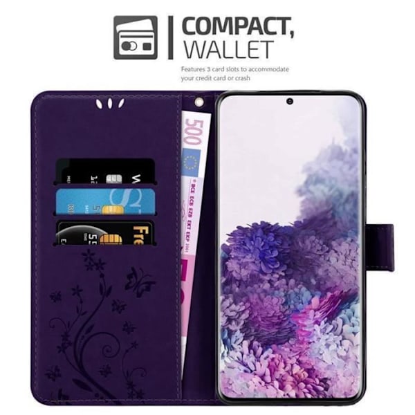 Coque - CADORABO - Samsung Galaxy S20 PLUS - Blommig - Similskinn - Magnetstängning Mörk lila