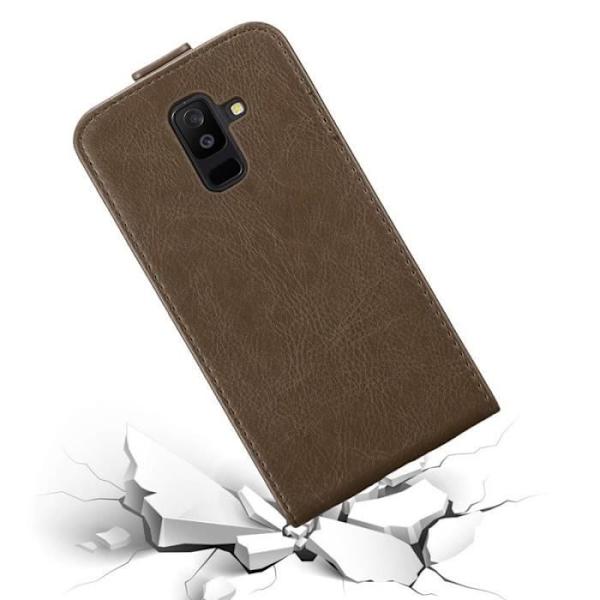 Flip-fodral - CADORABO - Samsung Galaxy A6 PLUS 2018 - Läderimitation - Brun - Magnetstängning kastanj