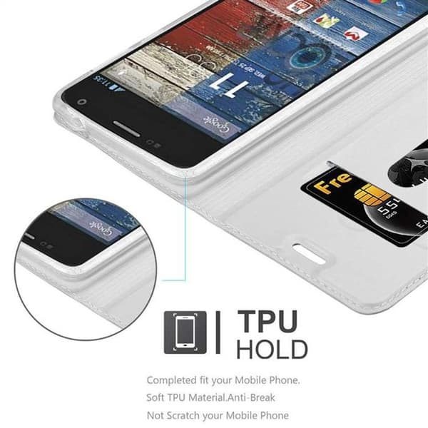 Flip-fodral för Motorola MOTO G2 i CLASSY SILVER Plånbok Stötsäker Grå