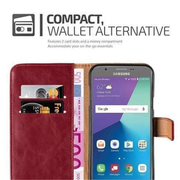 Samsung Galaxy J3 2017 (7) Fodral US Version i CHERRY RED av Cadorabo (LYXdesign) Helt skyddsfodral med flipskydd