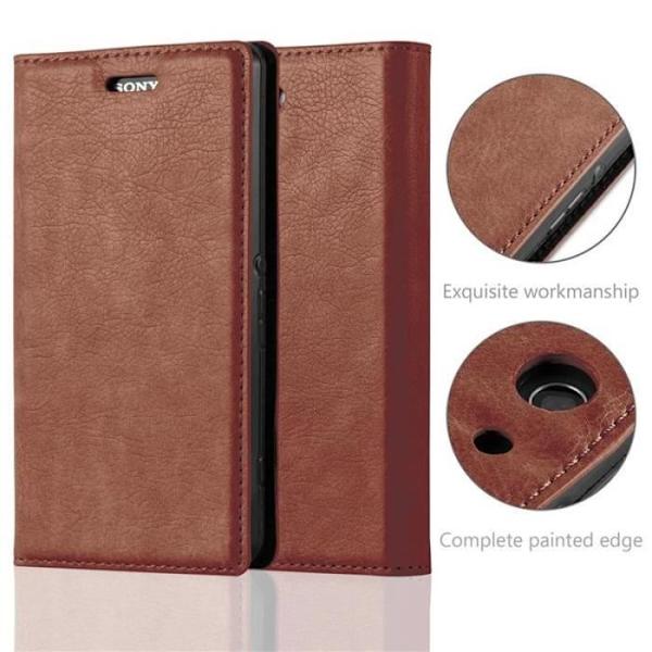 Sony Xperia Z3 COMPACT Fodral i MEDIUM BRUN från Cadorabo (INVISIBLE MAGNETIC CLOSURE Design) Fullt skyddsfodral med