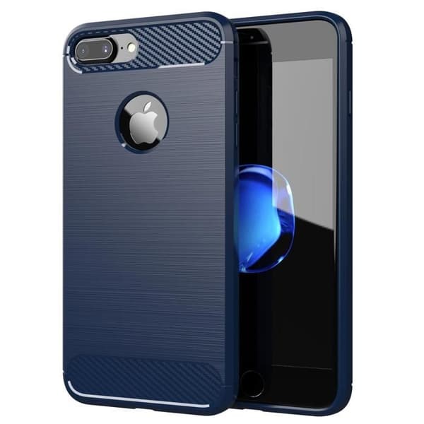 Skal för iPhone 7 PLUS / 7S PLUS BORSTAD BLÅ Kolfiberdesign Blå