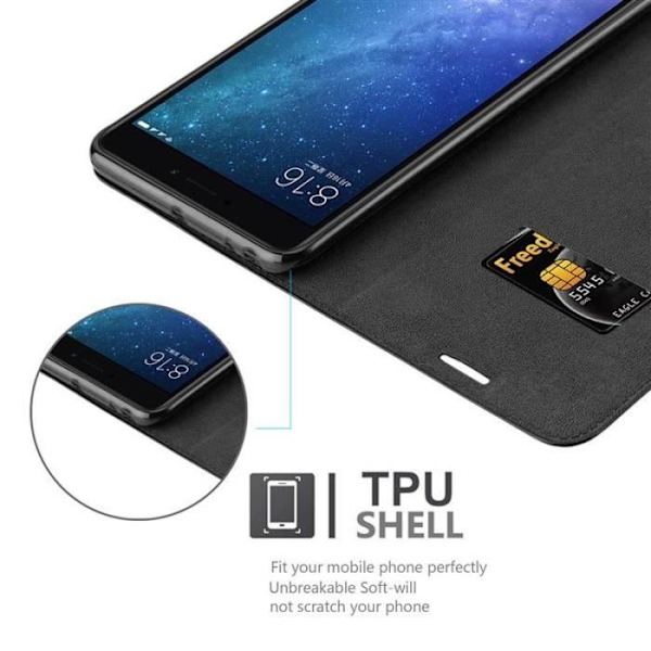 Xiaomi Mi MAX 2-fodral i NIGHT BLACK från Cadorabo (INVISIBLE MAGNETIC CLOSURE Design) Helt skyddsfodral med flipflik