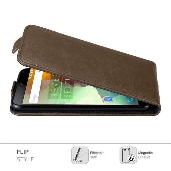 Etui för OnePlus 2 Flip Case i MÖRK BRUN Skydd brun